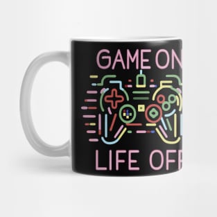 Game On, Life off neon Strips Mug